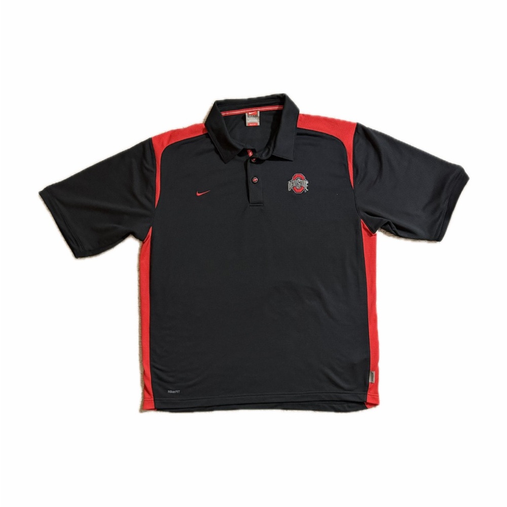 Vintage 2000s Nike Ohio State Buckeyes Black and Red Men's Polo — Size Large